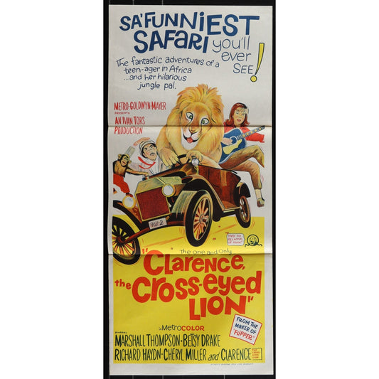 Clarence, the Cross-Eyed Lion (1965) Orig Australian Daybill Movie Poster 13x30