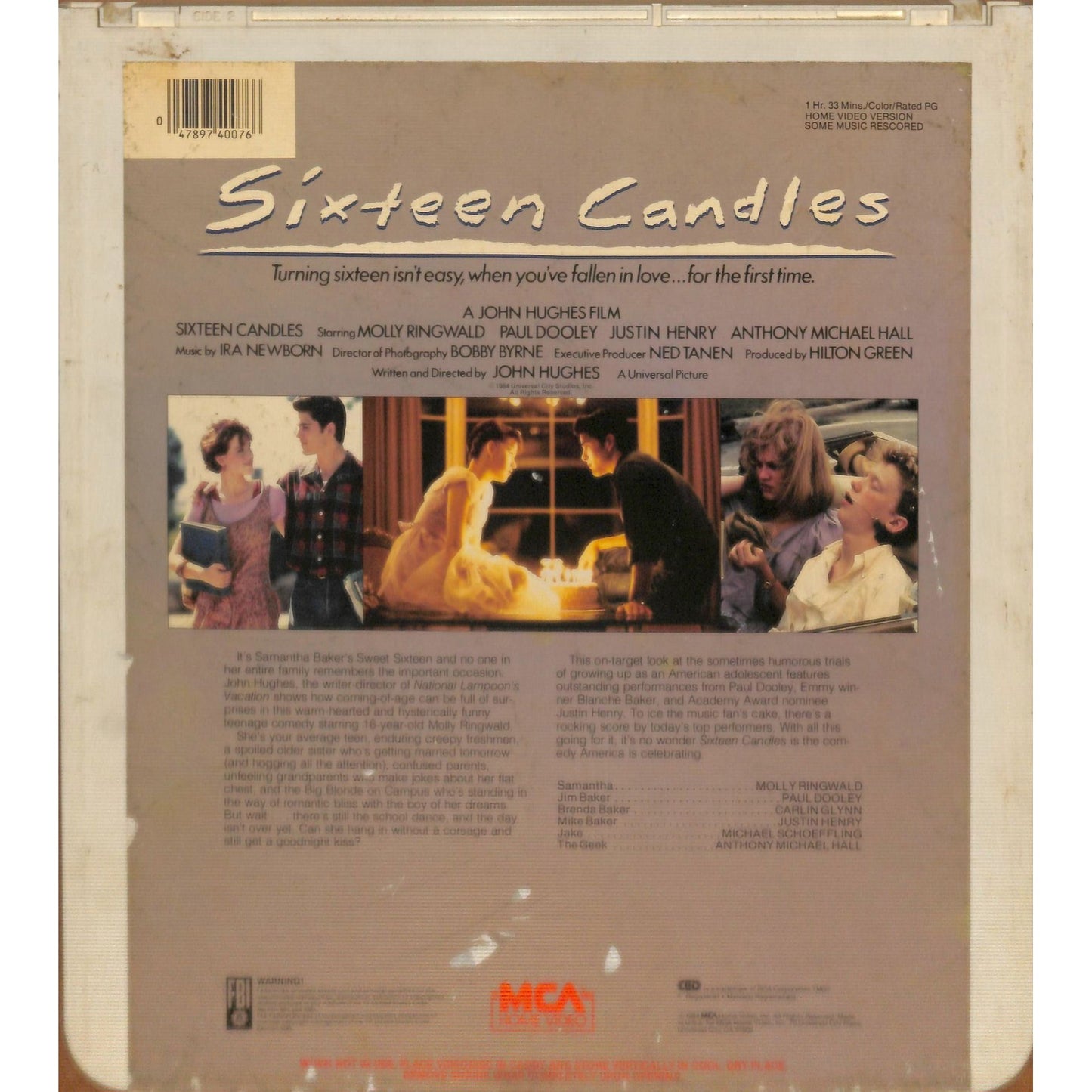Sixteen Candles (1984) Vintage RCA CED Videodisc TESTED WORKING