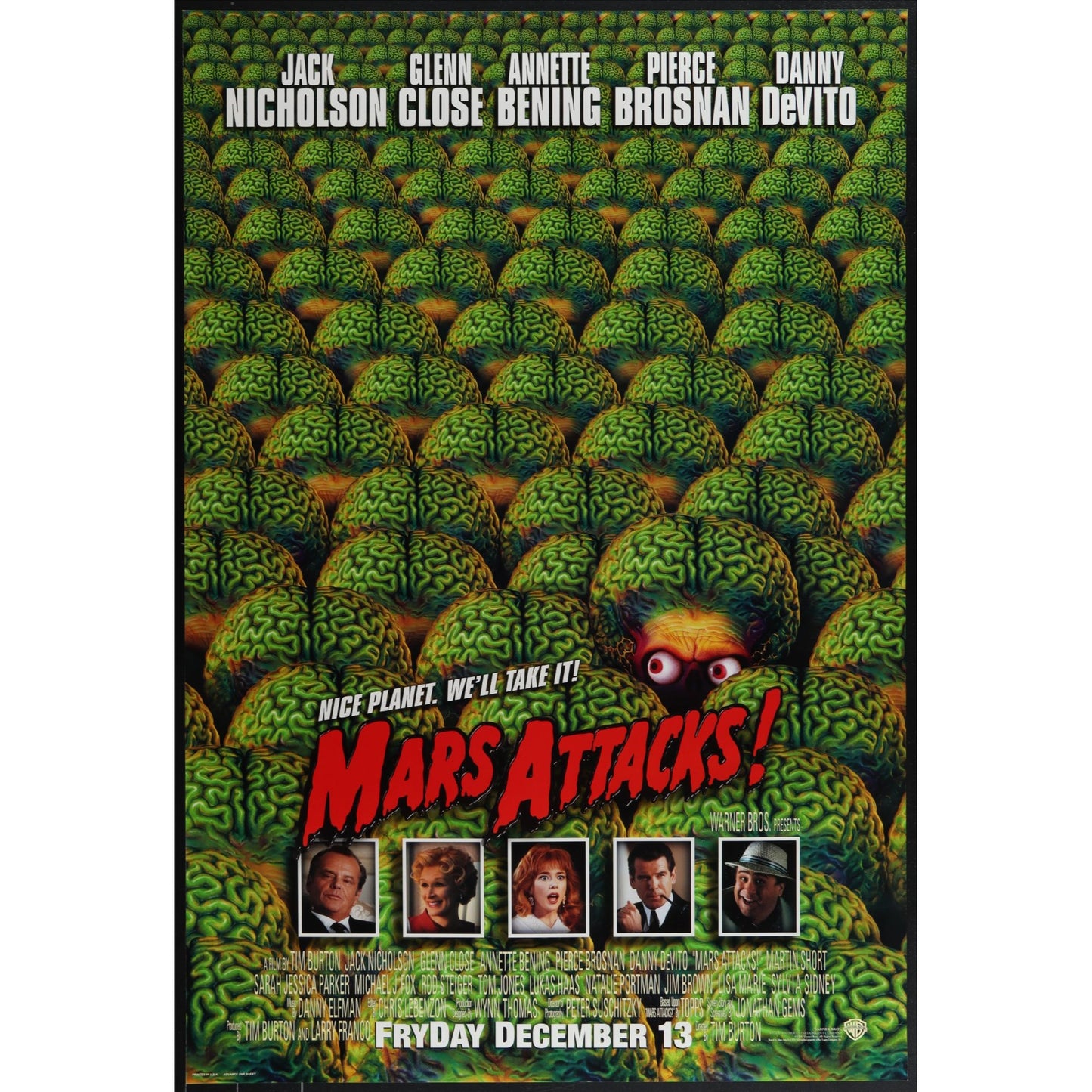 MARS ATTACKS! Original Theatrical Unfolded Movie Poster 27x40