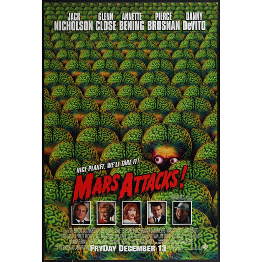 MARS ATTACKS! Original Theatrical Unfolded Movie Poster 27x40