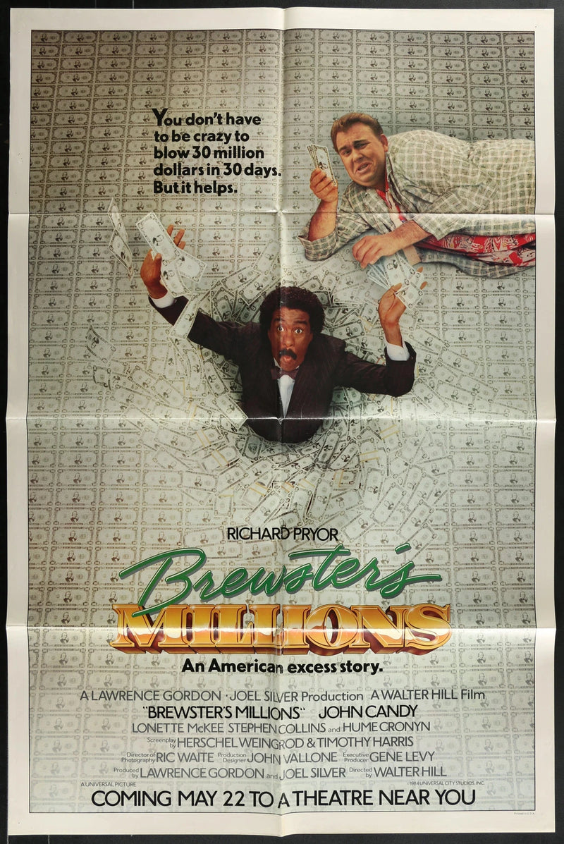Brewster's Millions 1985 Movie Poster Original USA One Sheet 27x41 Richard Pryor