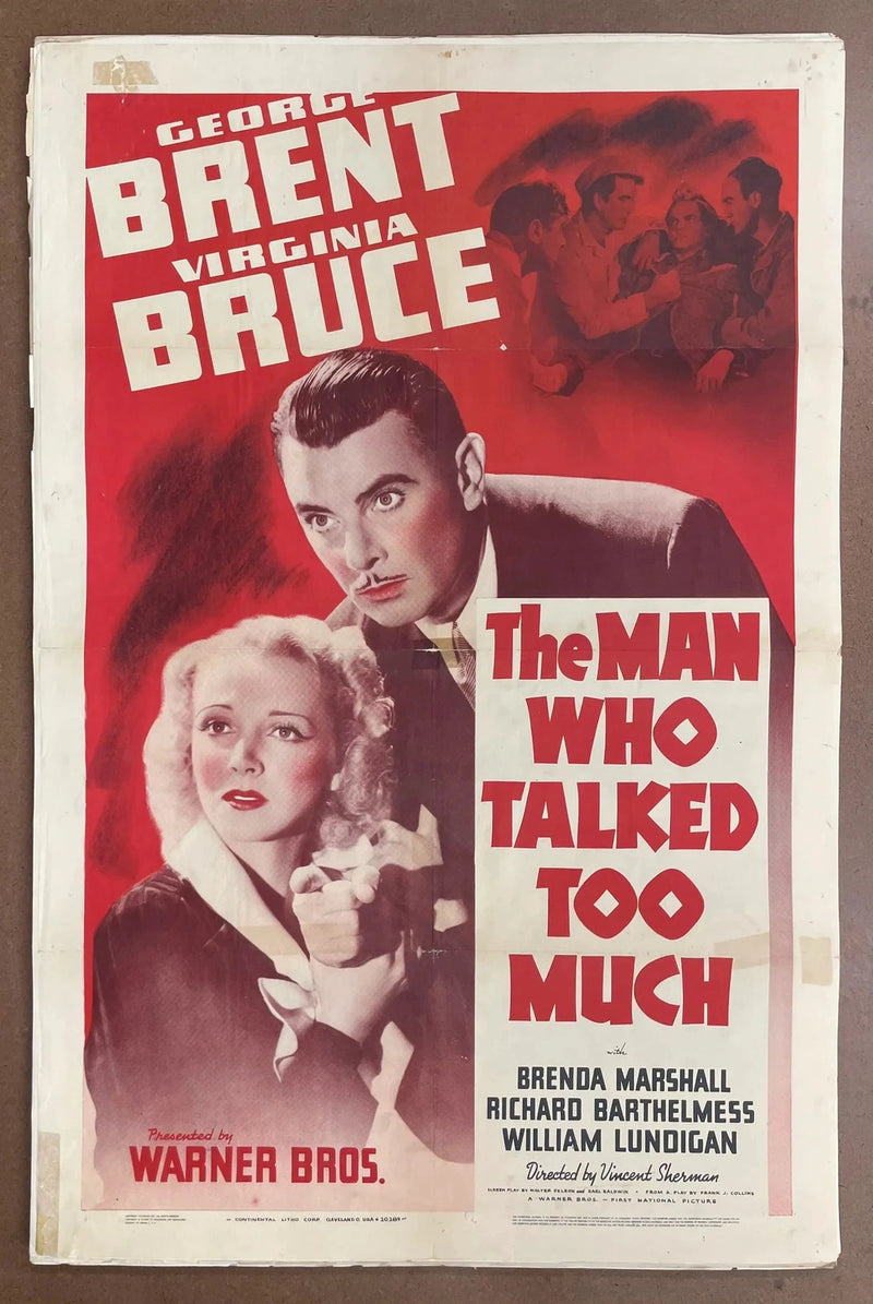 The Man Who Talked Too Much 1940 Original US Folded George Brent Crime Poster