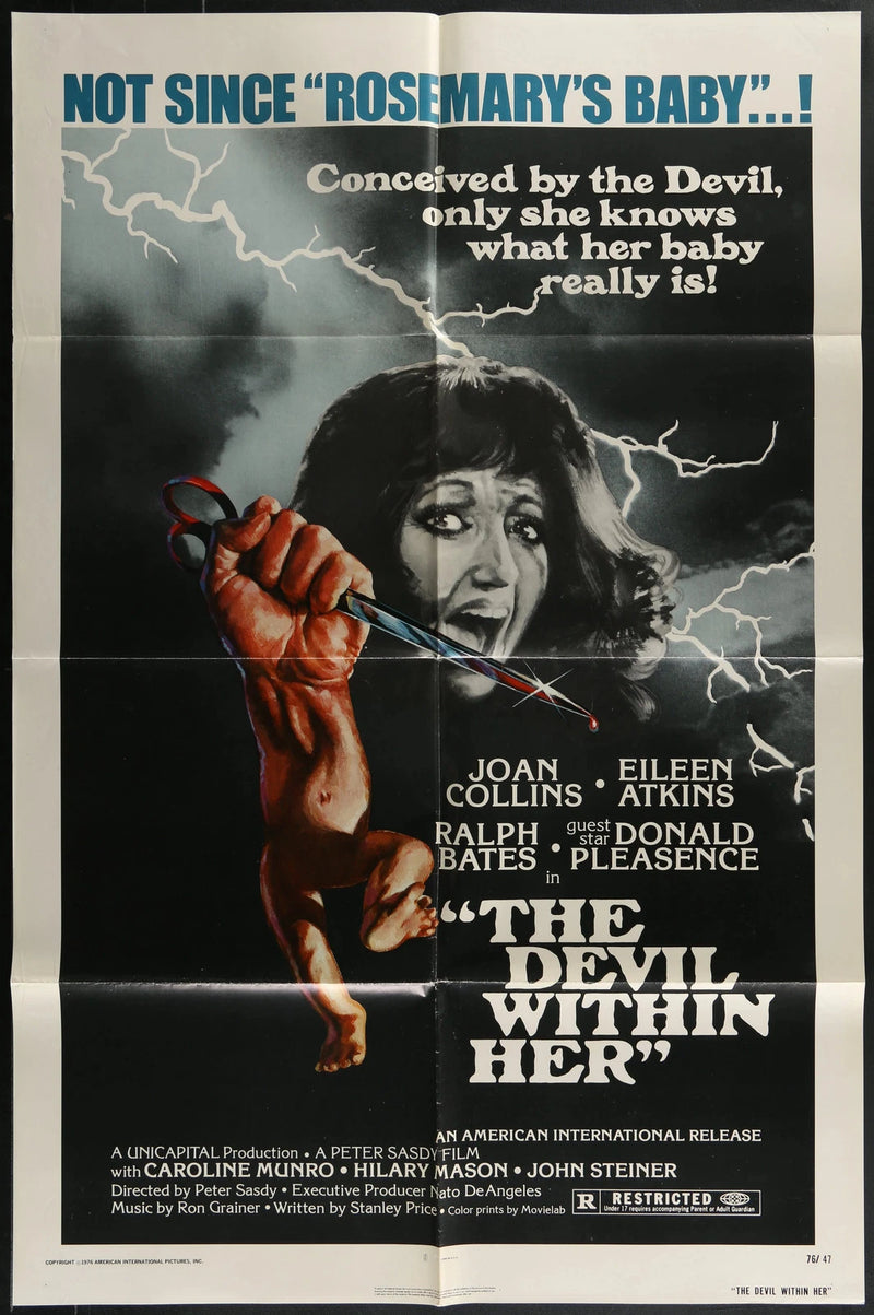 The Devil Within Her (1975) Original Horror One Sheet Folded 27x41 Joan Collins