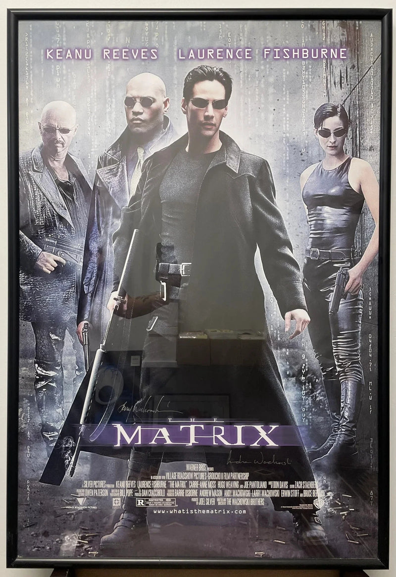 The Matrix Original DS 27x40 Poster Framed Signed Lana & Andy Wachowski