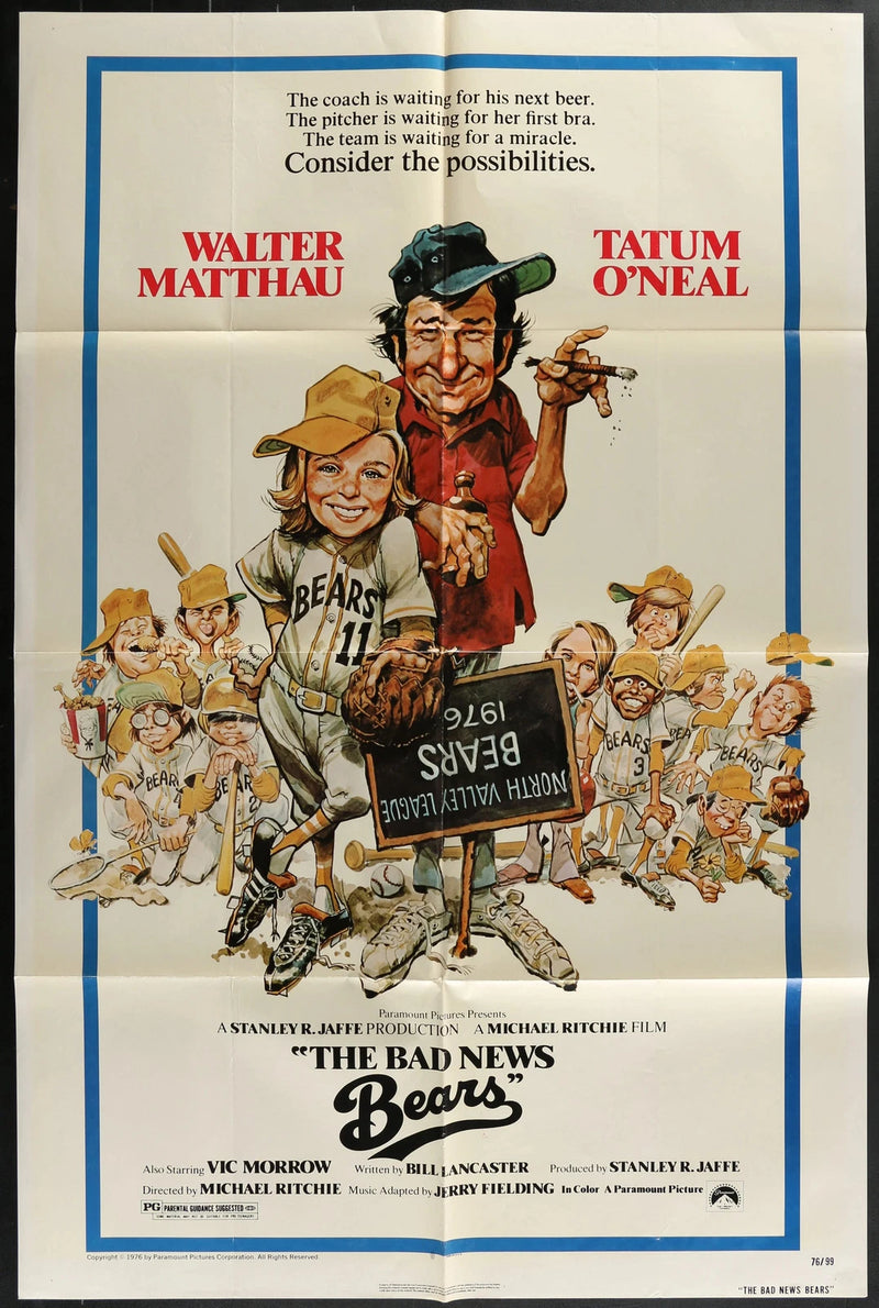 The Bad News Bears 1976 Original Movie Poster 27x41 Walter Matthau Tatum O’Neal