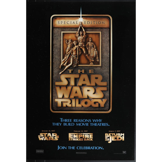 Star Wars Trilogy 1997 Theater Re-Release Advance Movie Poster Original 27x40