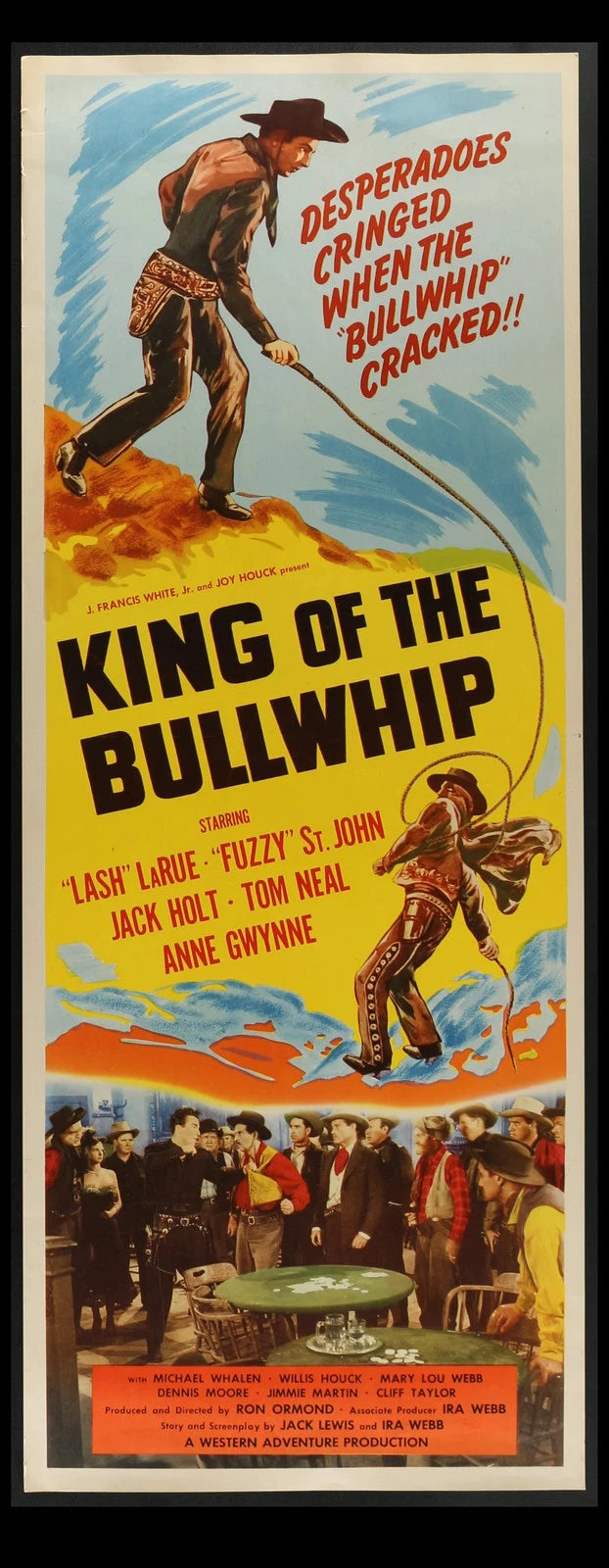 King of the Bullwhip (1950) Original Western Insert Movie Poster Rolled 14x36