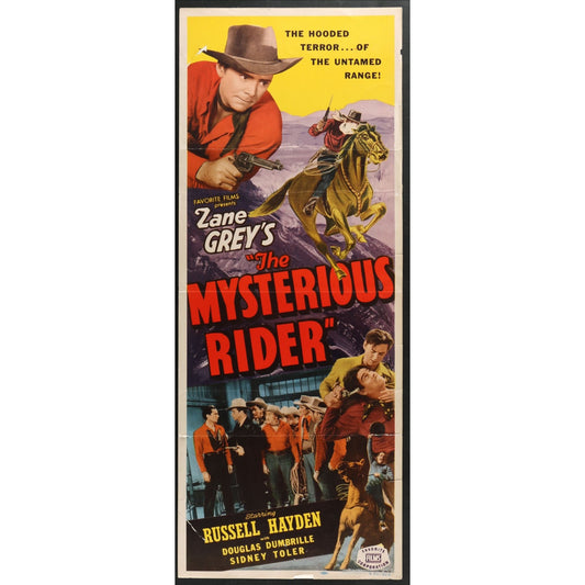 The Mysterious Rider (1938) Original Western Insert Movie Poster 14x36