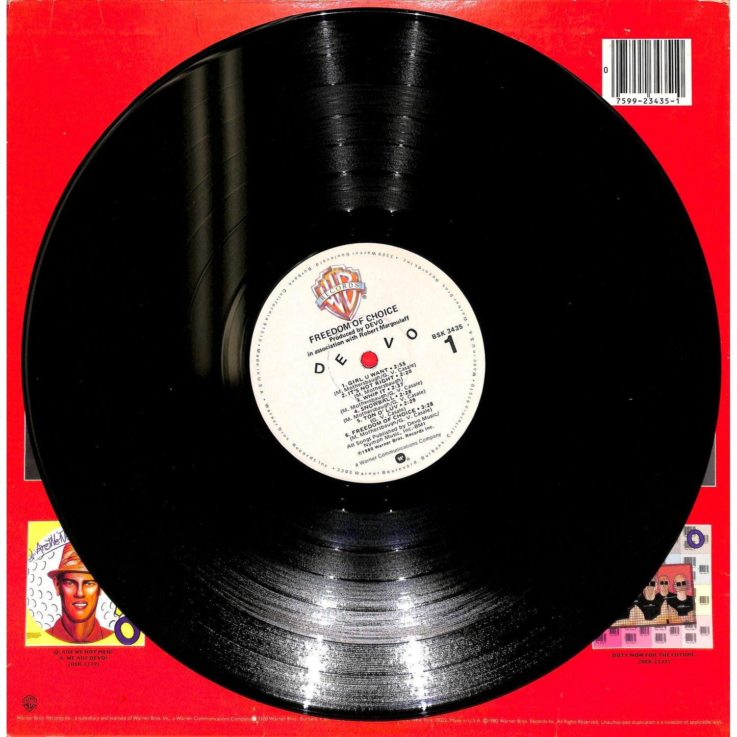 Devo - Freedom of Choice Vinyl Record BSK 3435
