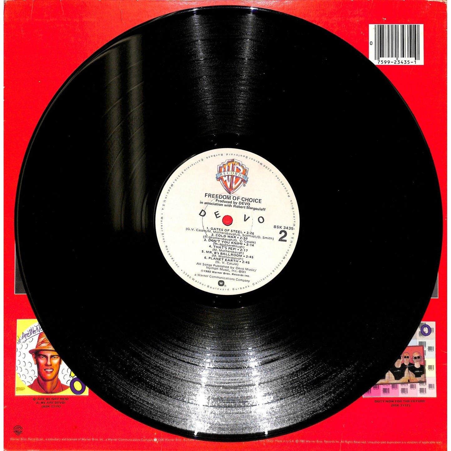 Devo - Freedom of Choice Vinyl Record BSK 3435