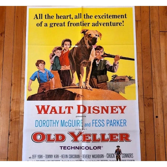 Old Yeller (1957) Original Walt Disney Classic Movie Poster 27x41 Folded