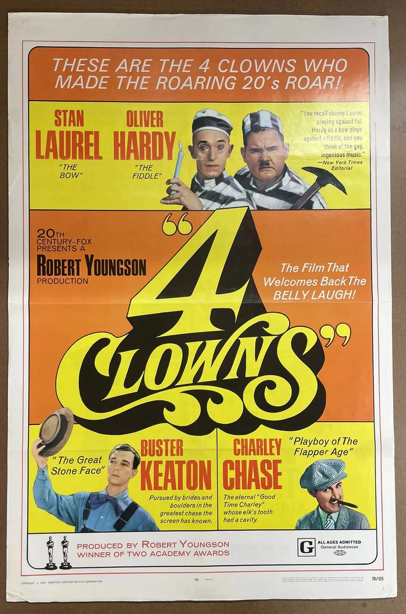 4 Clowns 1970 Original US One Sheet Movie Poster Laurel Hardy Keaton