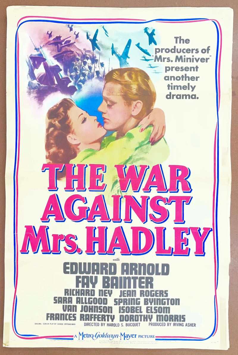The War Against Mrs. Hadley (1942) 27x41 One Sheet Movie Poster Fay Bainter 40s