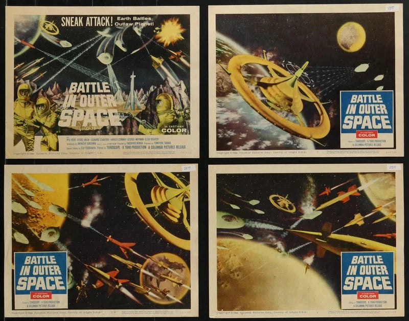 Battle in Outer Space 1960 Original 8 Lobby Card Set 11x14 Ishiro Honda Toho