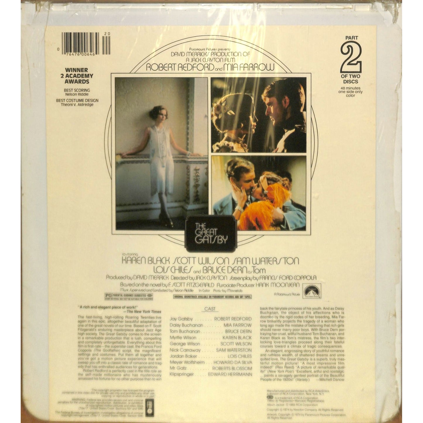 The Great Gatsby (1974) Vintage CED RCA SelectaVision Videodisc TESTEDWORKING