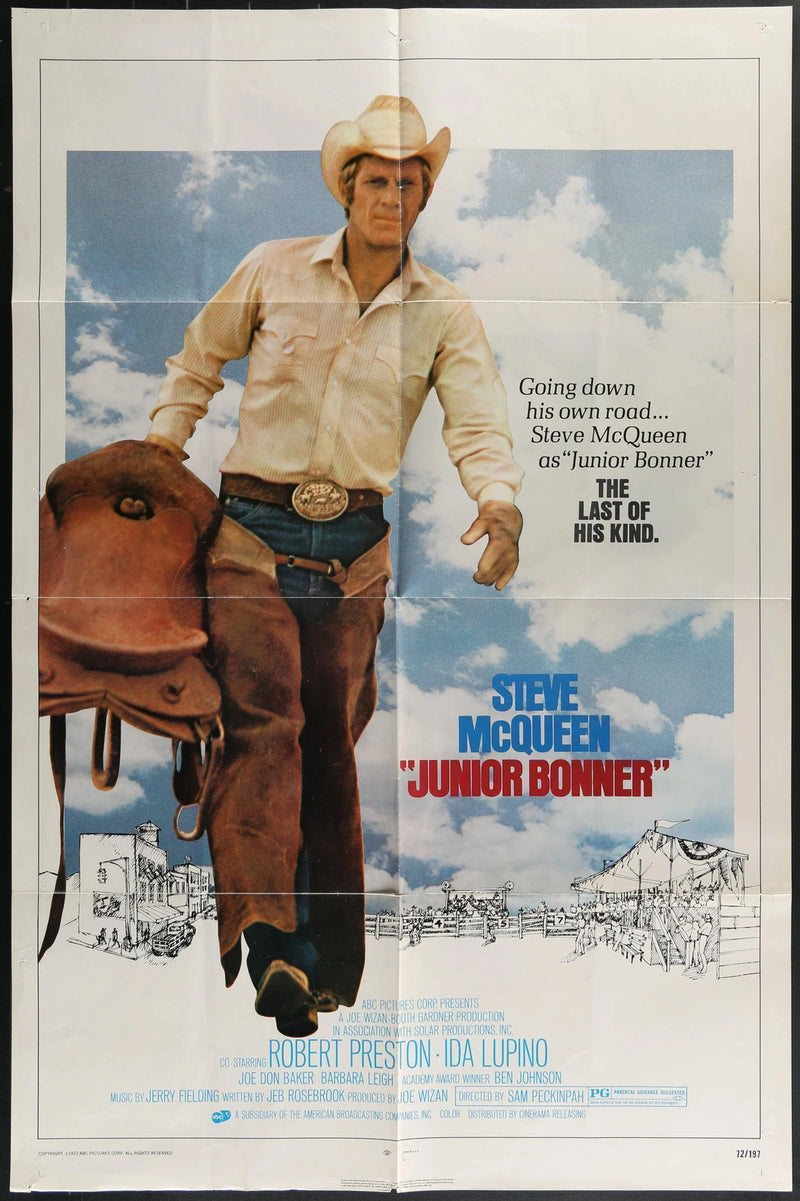 Junior Bonner (1972) Original One Sheet Movie Poster 27x41 Steve McQueen