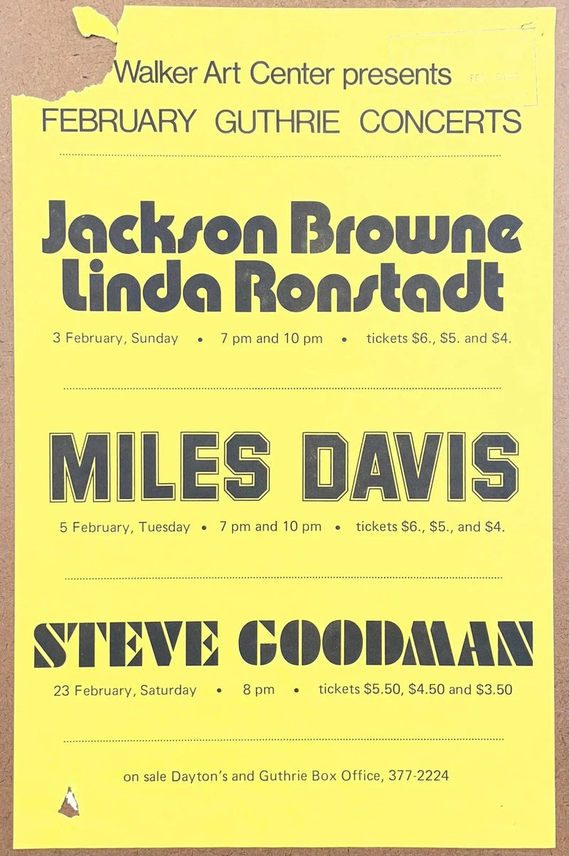 Jackson Browne Linda Ronstadt Miles Davis Steve Goodman 1974 Poster 11x17