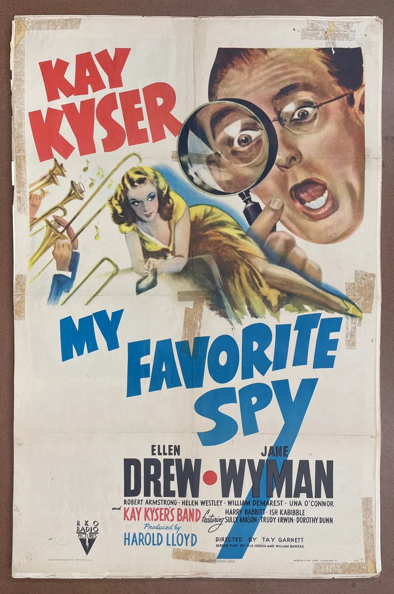 My Favorite Spy 1942 Original US Folded Kay Kyser Ellen Drew Comedy Poster