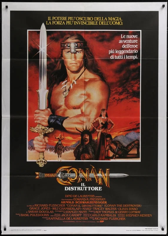 Conan the Destroyer 1984 Original Italian 1P Movie Poster 39x55 Schwarzenegger
