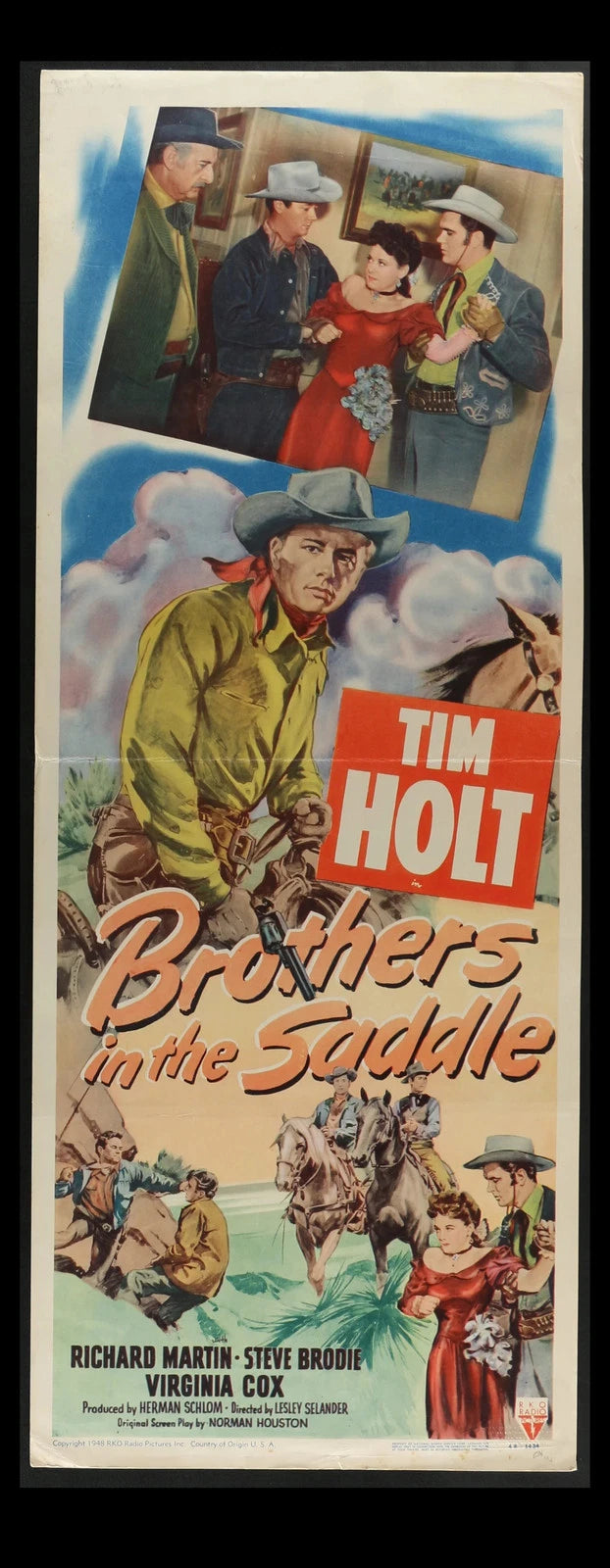 Brothers in the Saddle 1948 Original Insert Movie Poster 14x36 Tim Holt Western