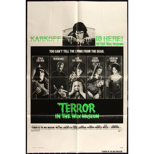 Terror in the Wax Museum (1973) Original Horror Movie Poster 27x41 Folded EM4-18