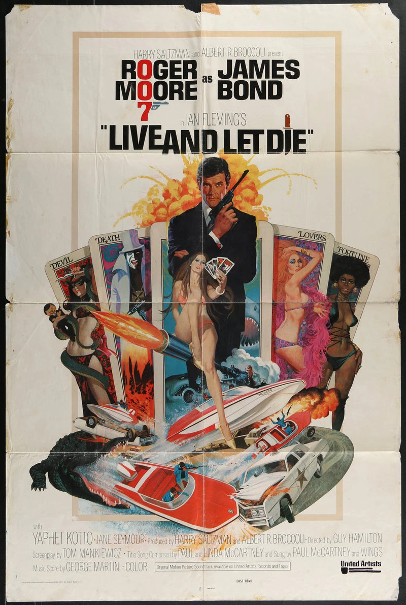 Live and Let Die (1973) Original One Sheet Poster 27x41 Roger Moore Bond