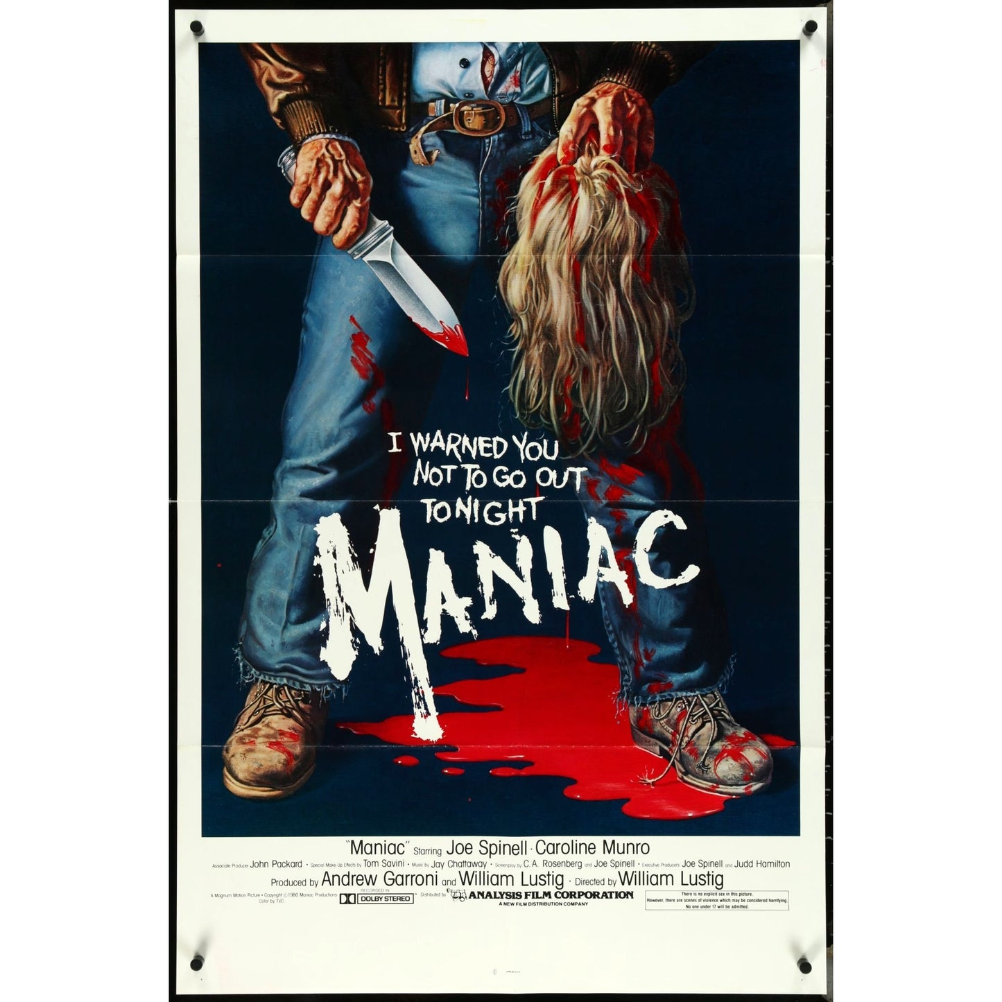 MANIAC 1980 Original Theatrical Folded Movie Poster 27" x 41"