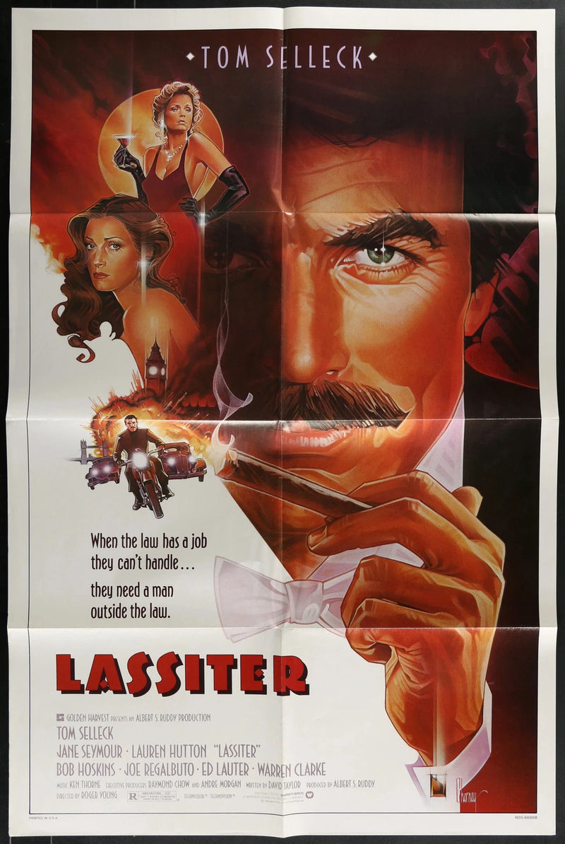 Lassiter 1984 Original Movie Poster 27x41 Tom Selleck Crime Thriller