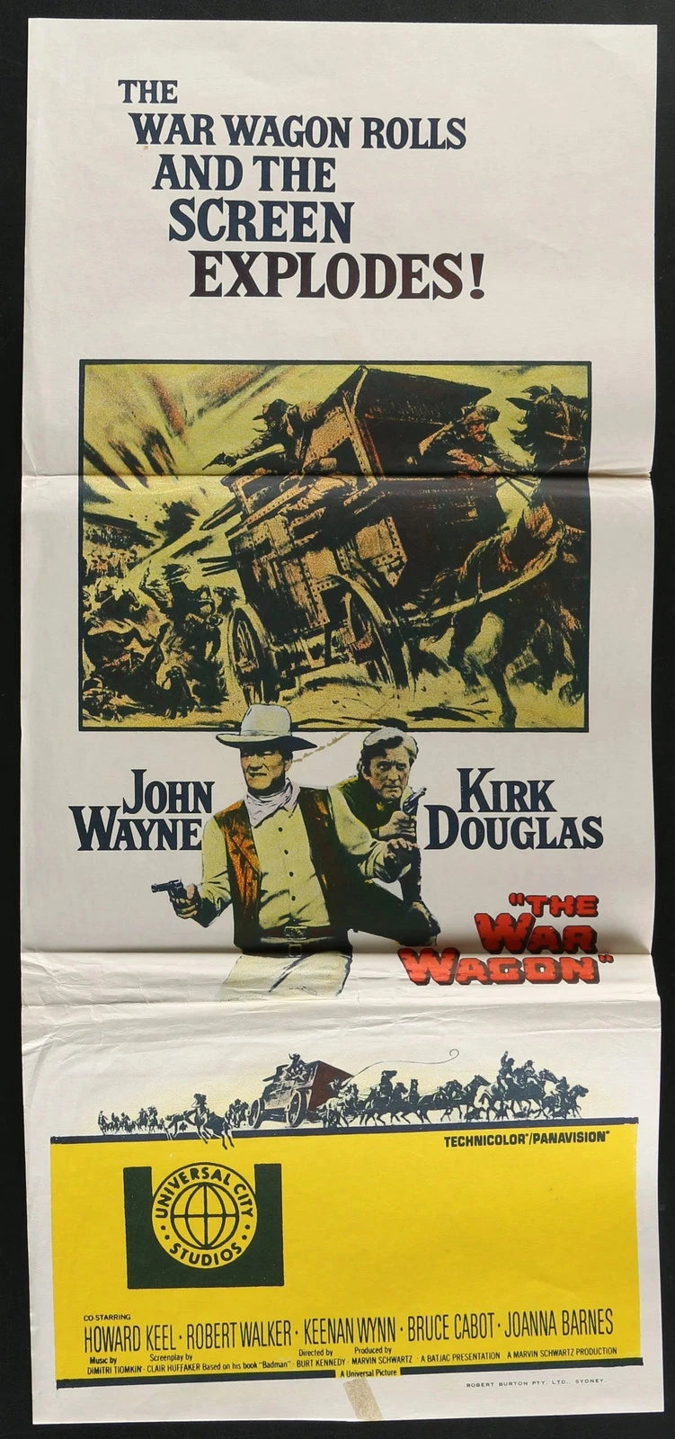 The War Wagon (1967) Australian Daybill Poster Folded 14x30 John Wayne