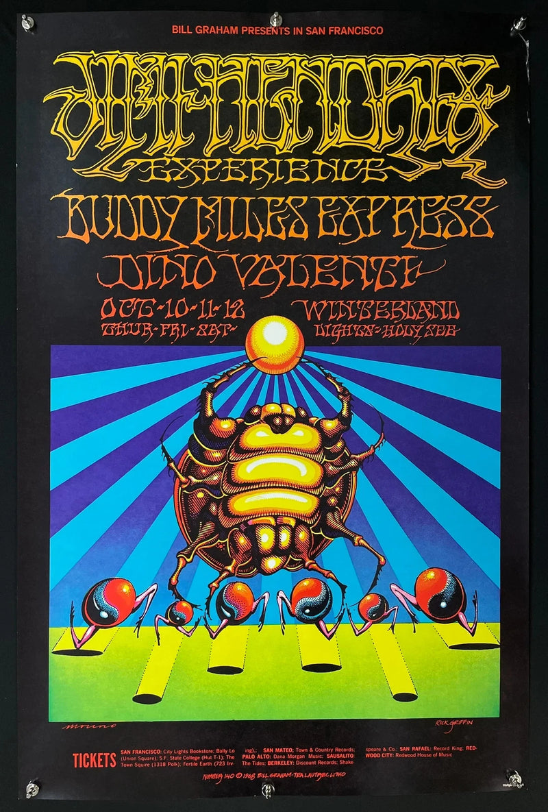 Jimi Hendrix Buddy Miles 1968 Bill Graham Concert Poster 24x37 Reprint Rare