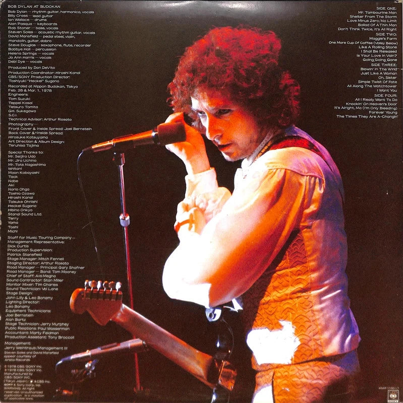 Bob Dylan At Budokan Japan 40AP 1100-1 2LP OBI Poster Booklet EX