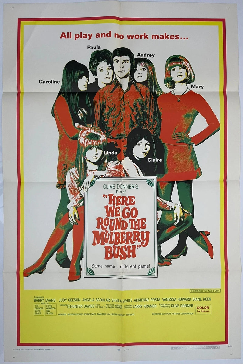 Here We Go Round the Mulberry Bush 1968 27x41 Folded USA One Sheet Movie Poster