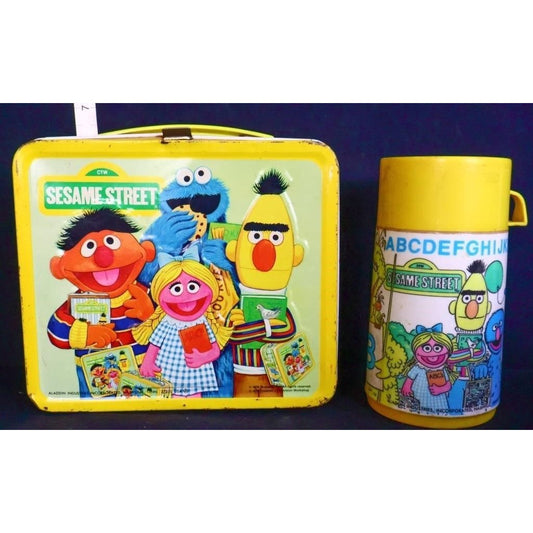 Vintage metal Sesame Street lunchbox w/ thermos