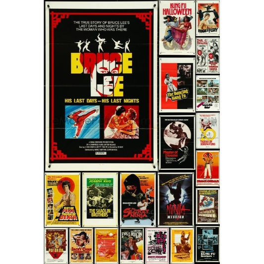 Lot of 32 Tri-Folded Kung-Fu One-Sheet Original Movie Posters 70s & 80s EM2A12