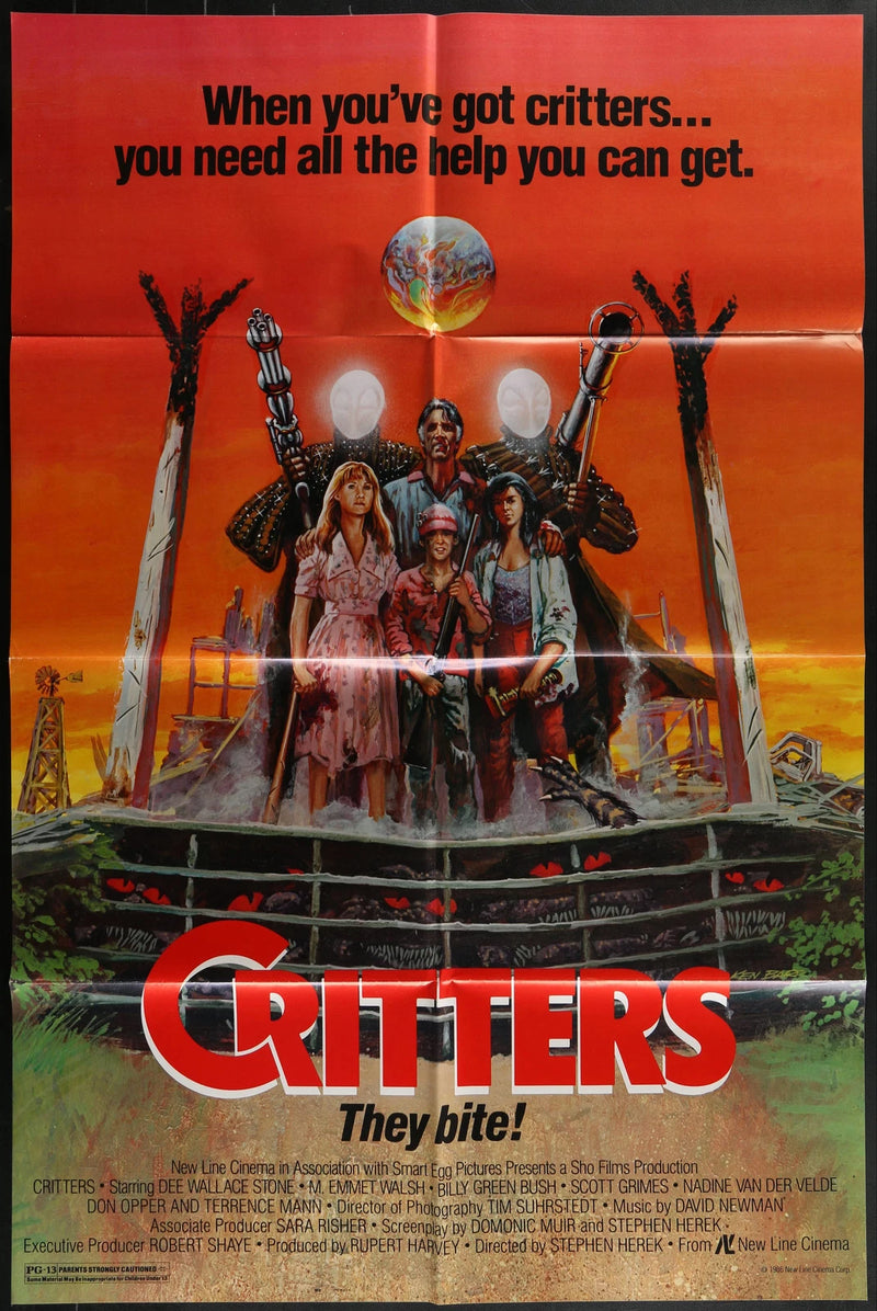 Critters (1986) Original One Sheet Horror Comedy Poster 27x41 Dee Wallace