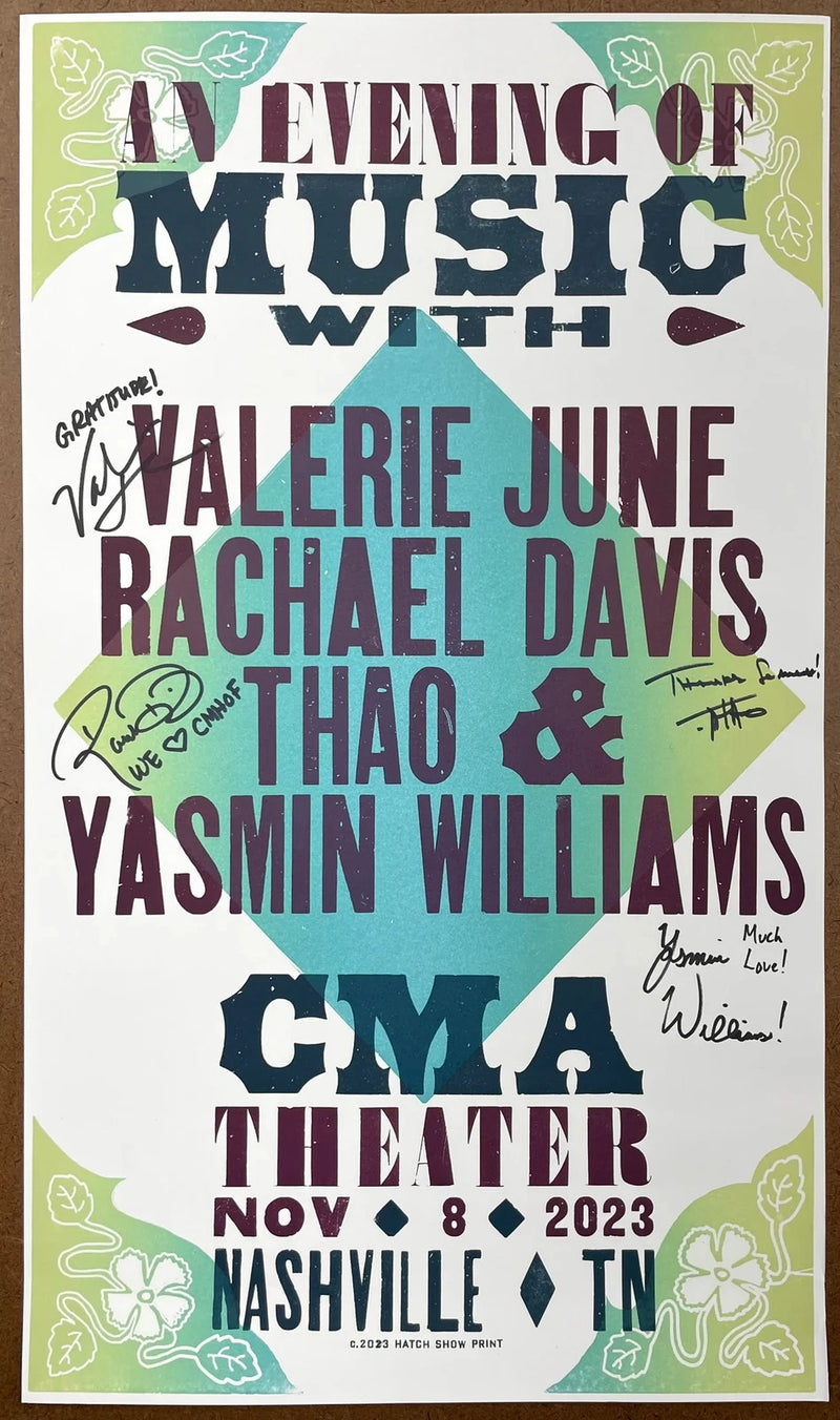 Evening Of Music CMA Theater Nashville 2023 Hatch Show Print Signed Poster 22x13