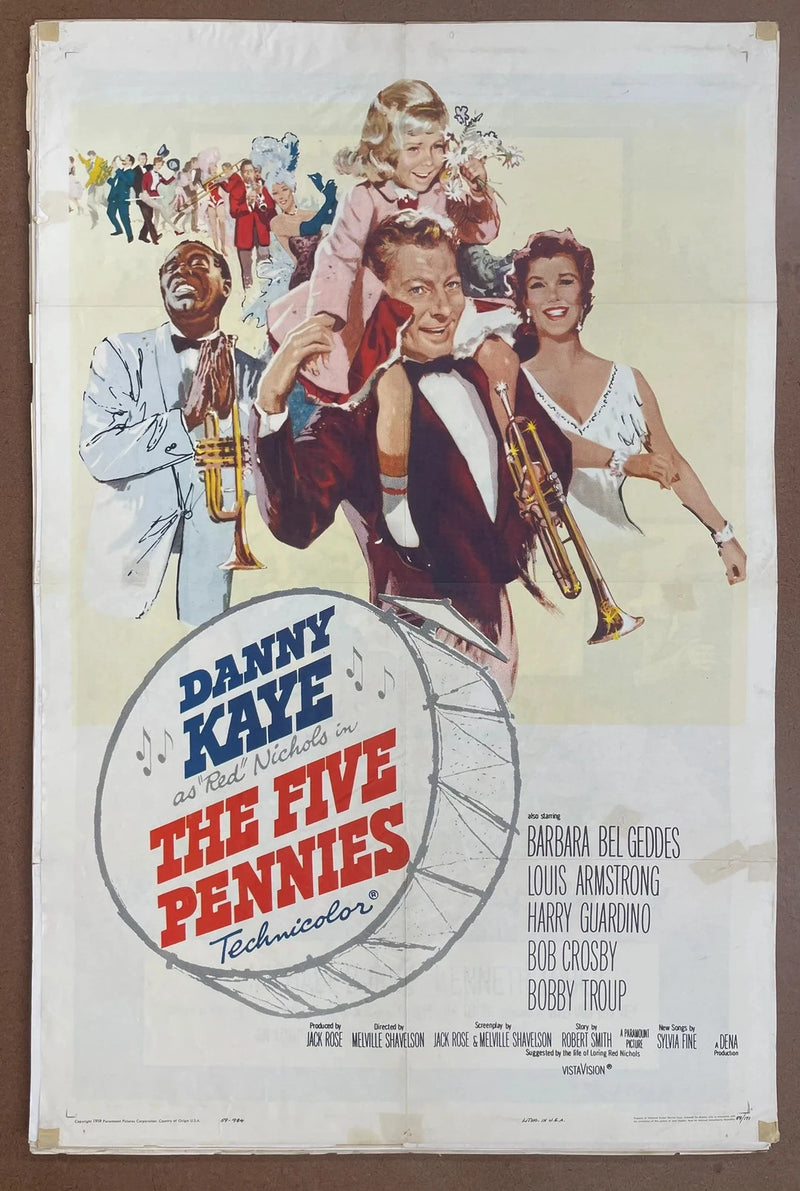 The Five Pennies 1959 Original US Folded Danny Kaye Jazz Musical Poster