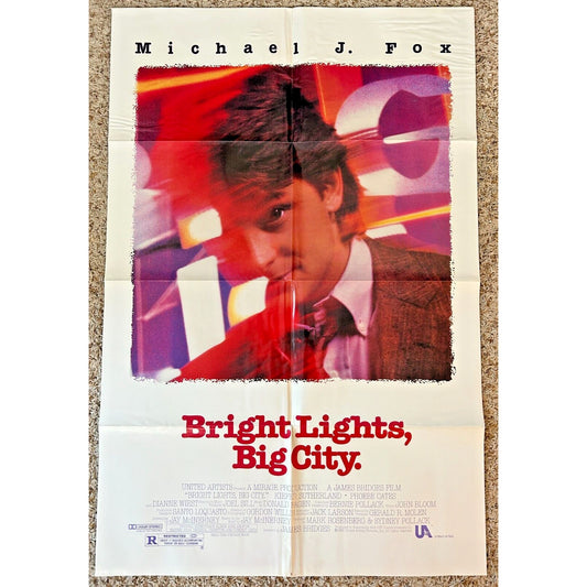 BRIGHT LIGHTS, BIG CITY Michael J Fox 1988 ONE SHEET MOVIE POSTER 27 x 41 BP23