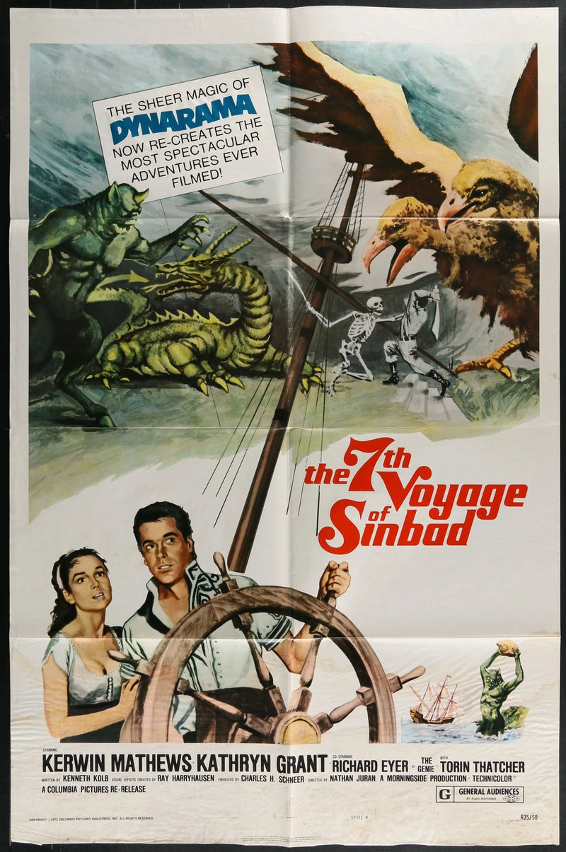 7th Voyage of Sinbad (1958) 1975 Re-Release Movie Poster 24x41 Harryhausen