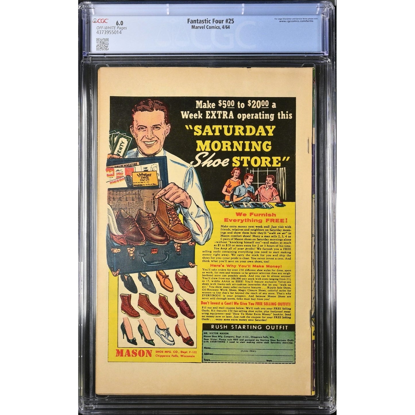 Fantastic Four #25 (1964) CGC Graded 6.0 OW Pages Hulk vs. Thing CLASSIC COVER!
