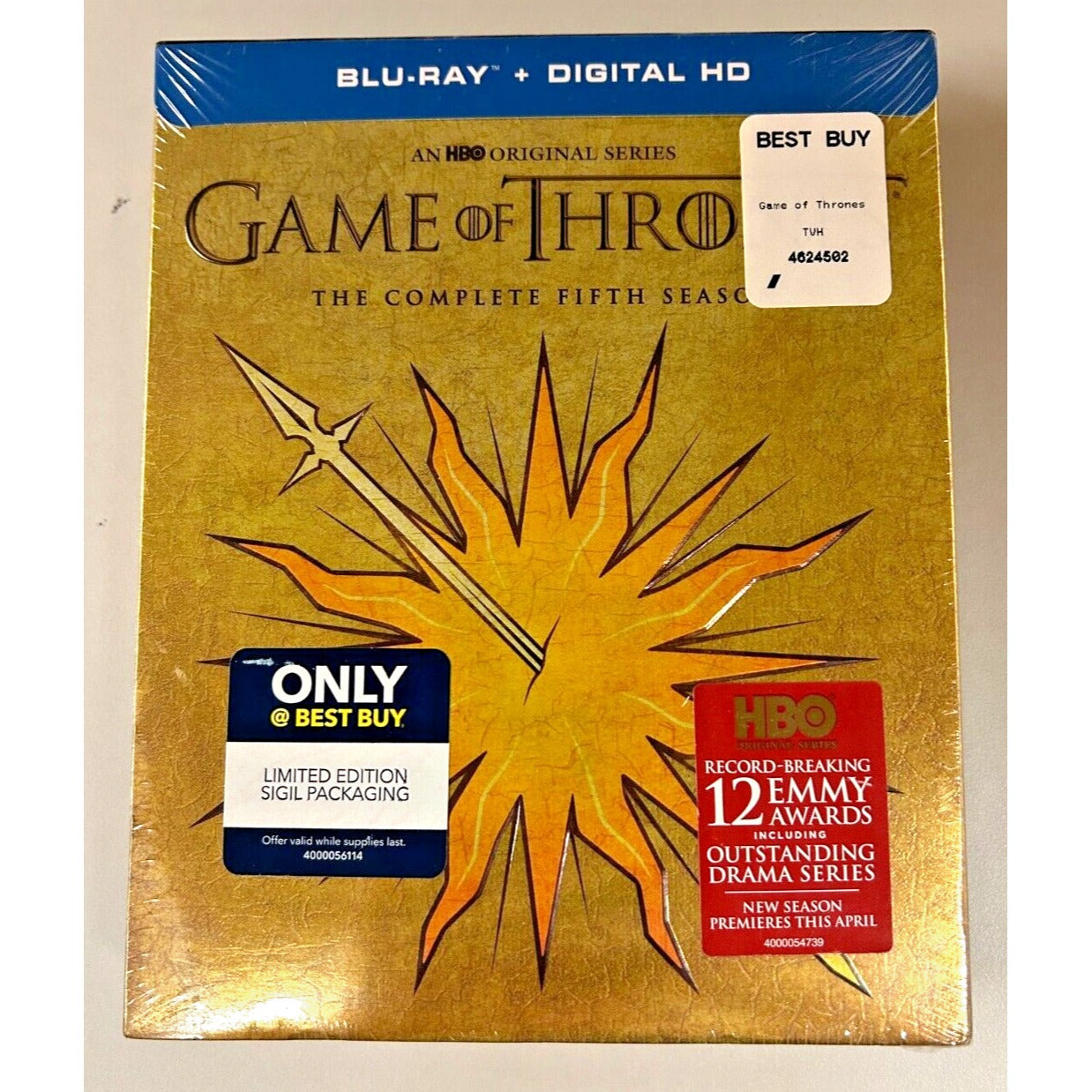 Game of Thrones Complete Fifth Season Martell Cover Blu Ray Digital HD