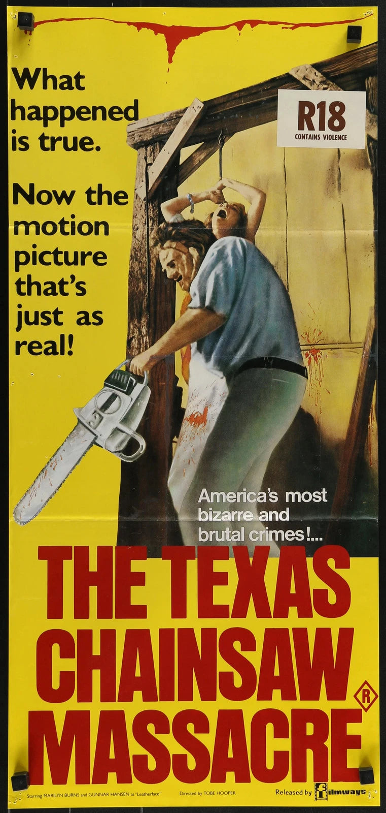 The Texas Chainsaw Massacre 1984 Australian Daybill Poster 13x28 Leatherface