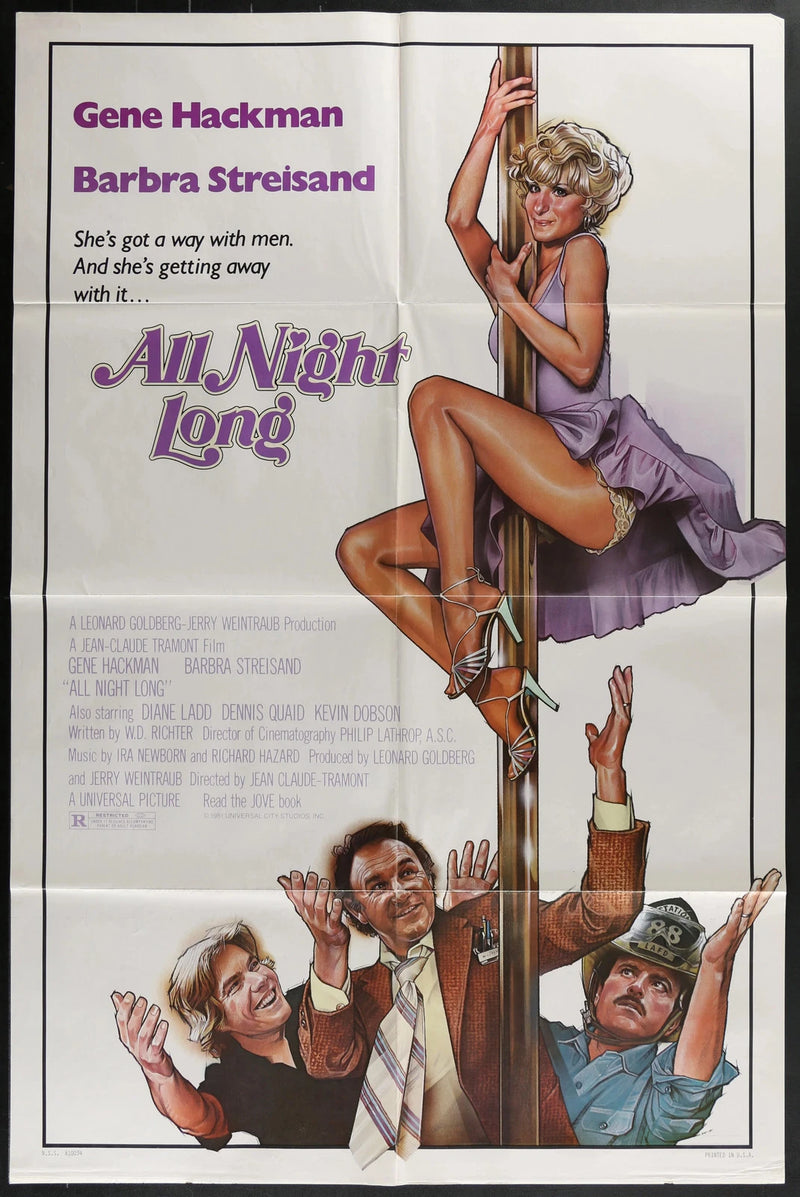 All Night Long 1981 Original Movie Poster 27x41 Gene Hackman Barbra Streisand