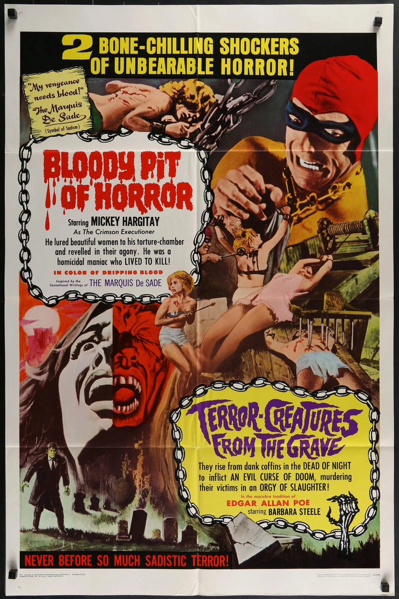 Bloody Pit of Horror Terror Creatures from Grave 1967 1 Sheet Poster 27x41