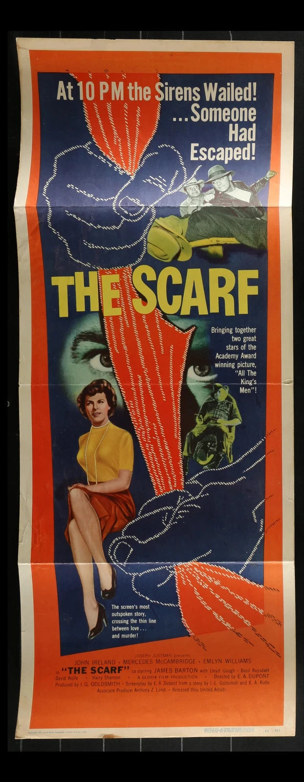The Scarf (1951) Original Movie Poster Insert 14x36 John Ireland Crime Noir