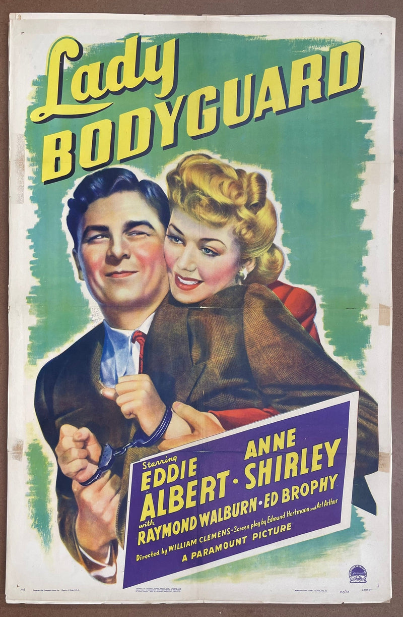 Lady Bodyguard 1943 Original US Folded Eddie Albert Anne Shirley Poster