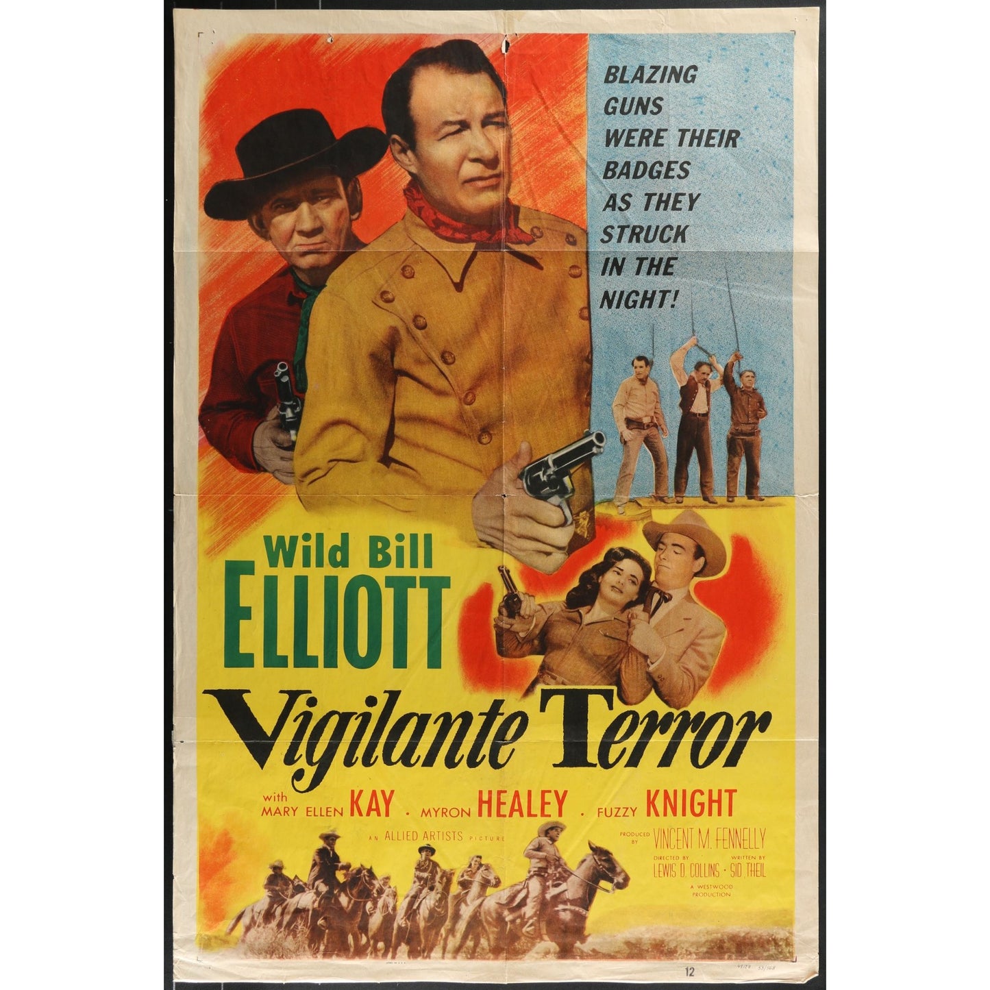 Vigilante Terror (1953) Original Movie Poster Folded 27x41