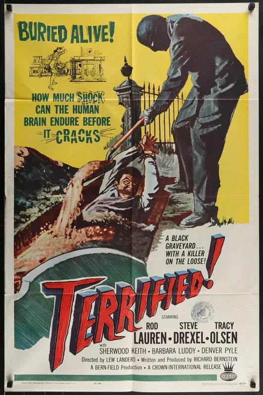 Terrified 1963 Original One Sheet Movie Poster 27x41 Buried Alive Cult Horror