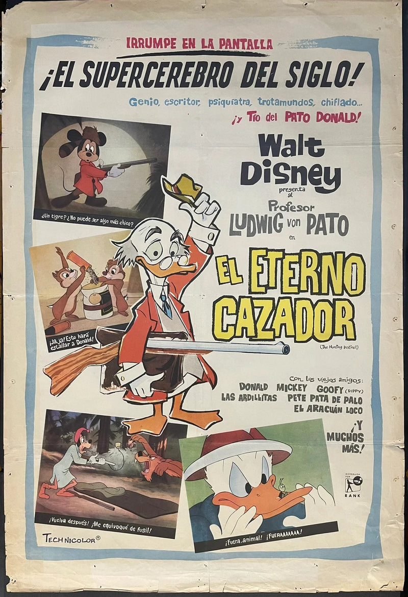 El Eterno Cazador (1949) Original Spanish Disney Poster 29x44