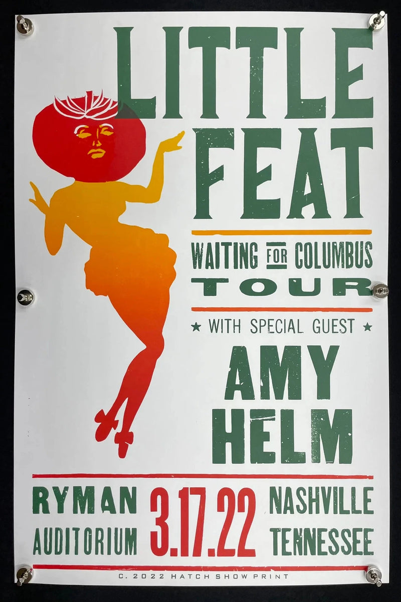 Little Feat Amy Helm Ryman Auditorium 2022 Hatch Show Print Poster 13.75x21.75
